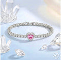 Pink Heart Accent Crystal Tennis Bracelet - Ayat Gifts