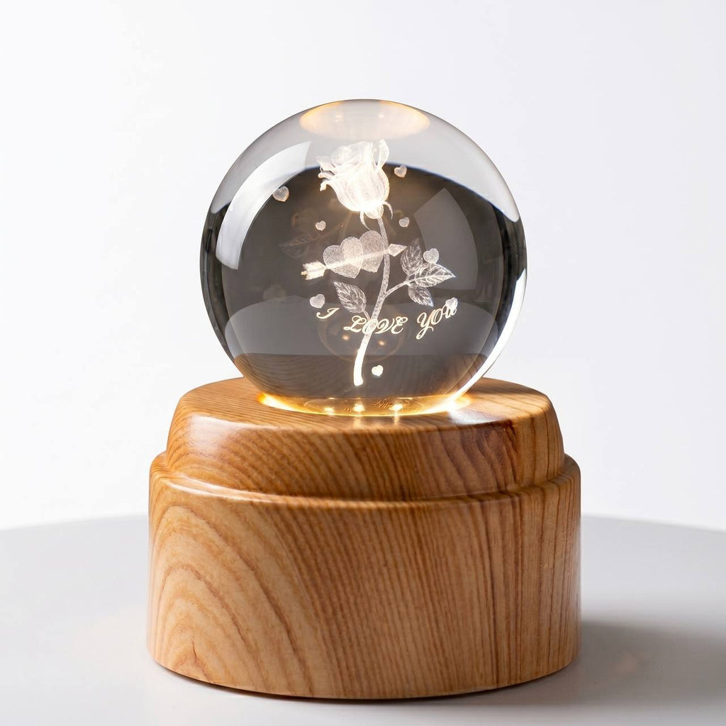 Rotating Illuminated Laser-Engraved Crystal Globe - Ayat Gifts