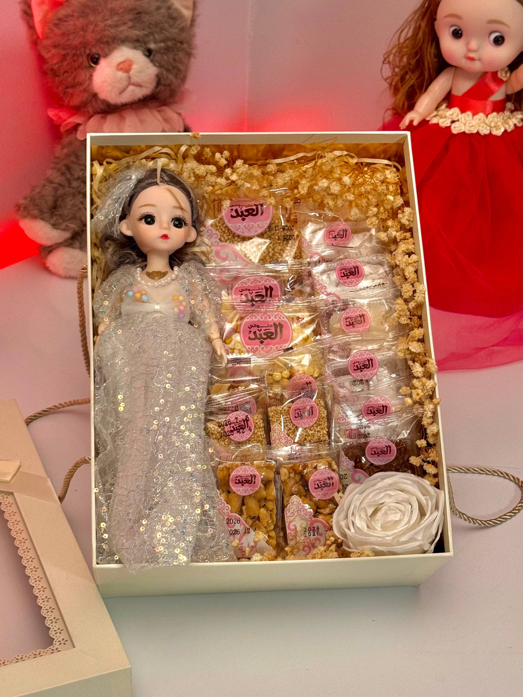 
Ayat Gifts Box46 Mawlid gift box with doll, Al Abd sweets and transparent lid