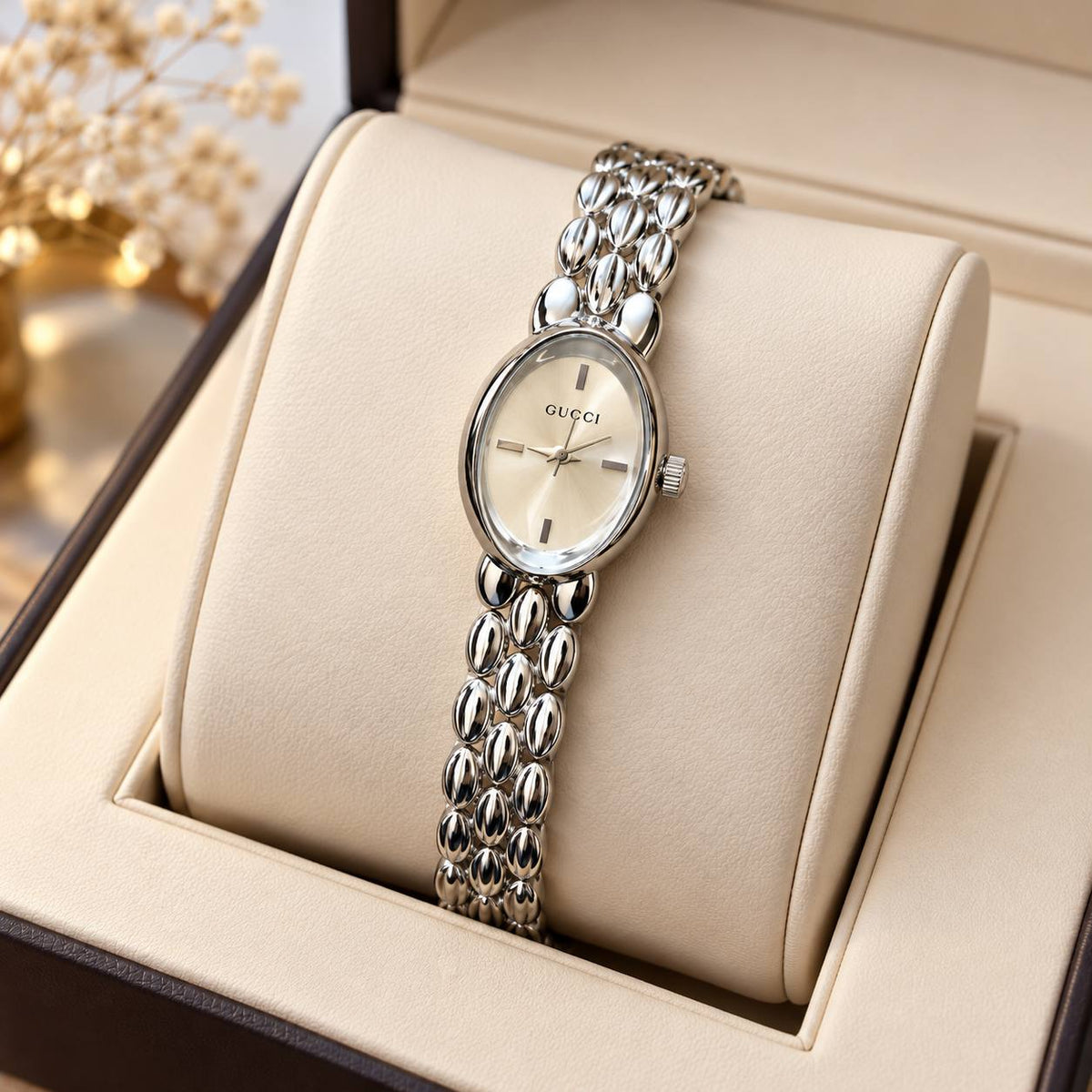Gucci Elegance Oval Dial Stainless Steel Watch