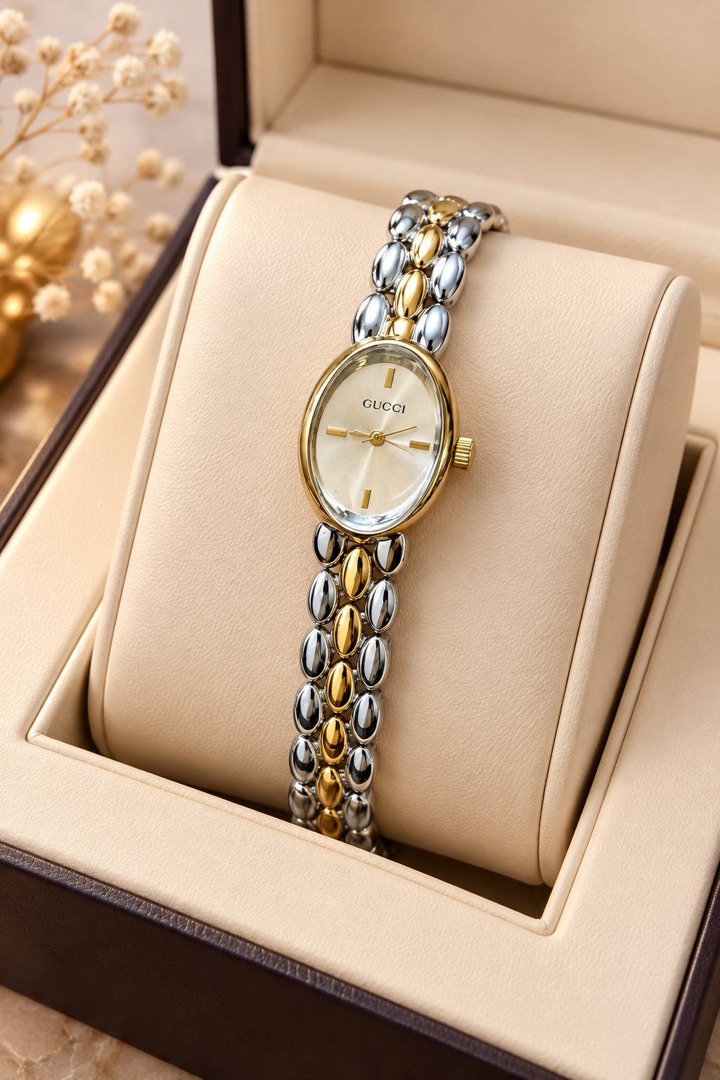 Gucci Elegance Oval Dial Stainless Steel Watch