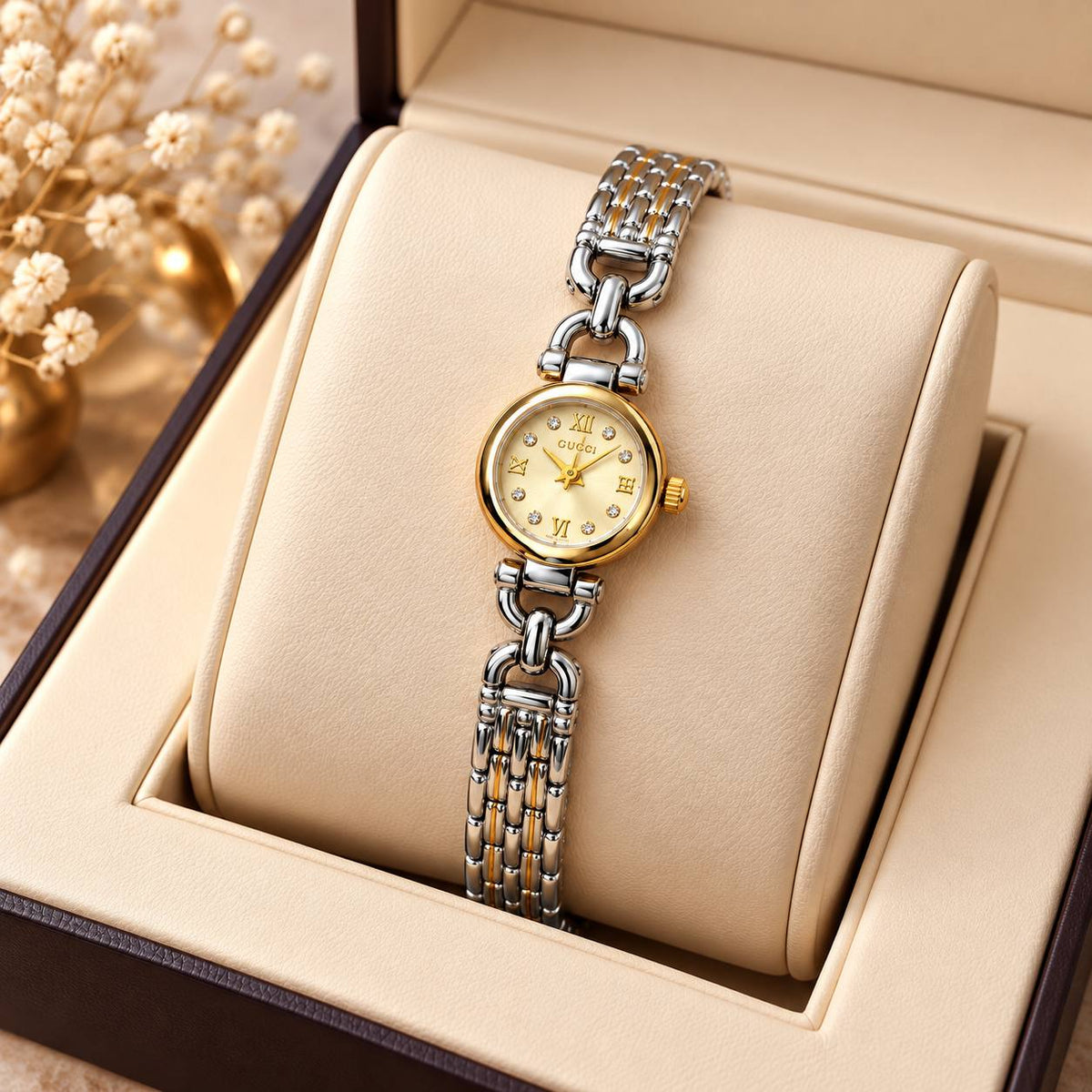 Golden Halo Crystal Dial Watch