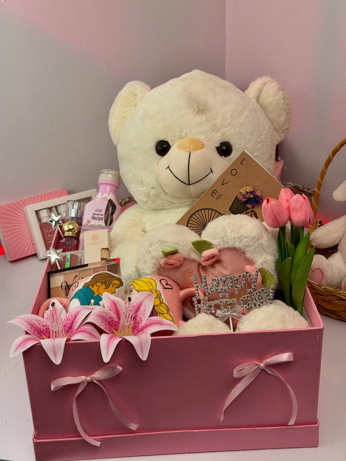 Pink Love Teddy Bear Beauty Gift Box