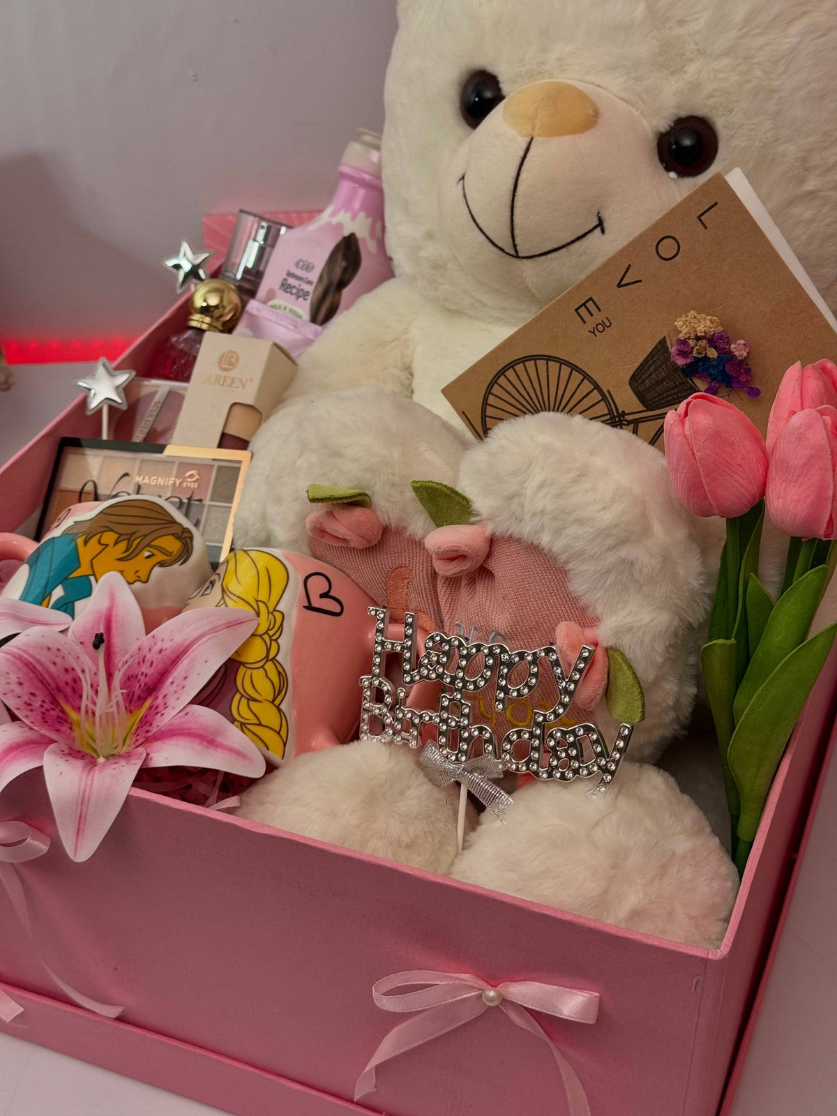 Pink Love Teddy Bear Beauty Gift Box